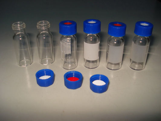 Celah Biru PTFE Silicone Septa Putih Dengan 9mm Hitam Ribbed Screw Cap